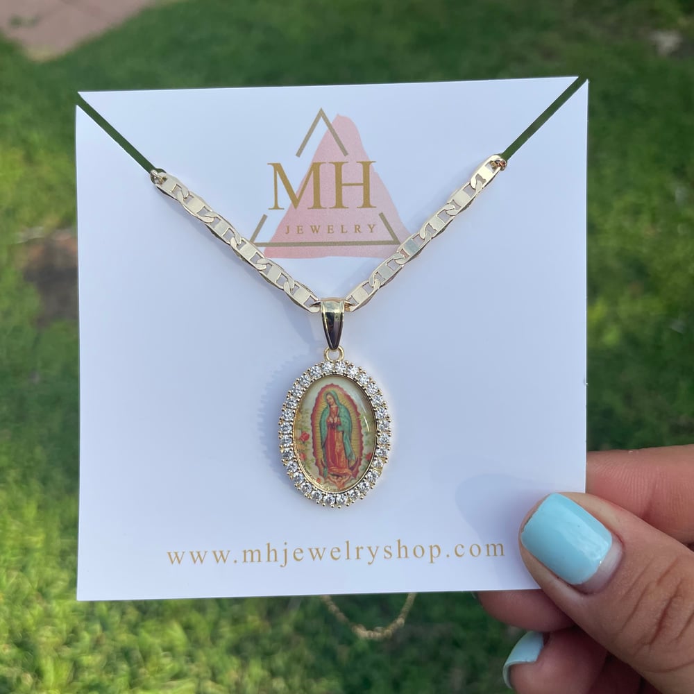 Virgen De Guadalupe CZ necklace