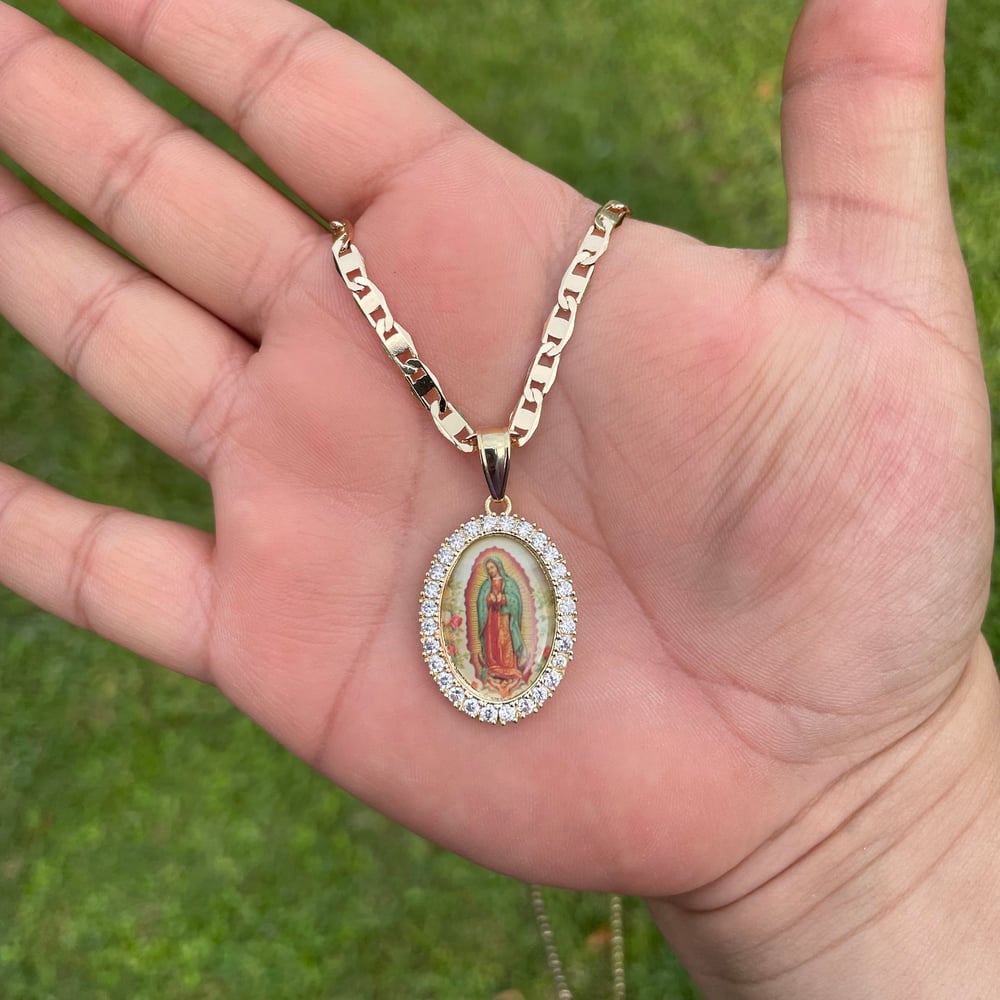 Virgen De Guadalupe CZ necklace