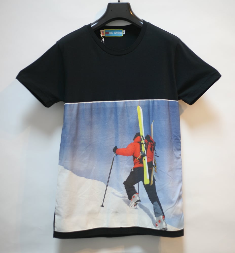 Image of Ice Climb Skier Black Tee Shirt