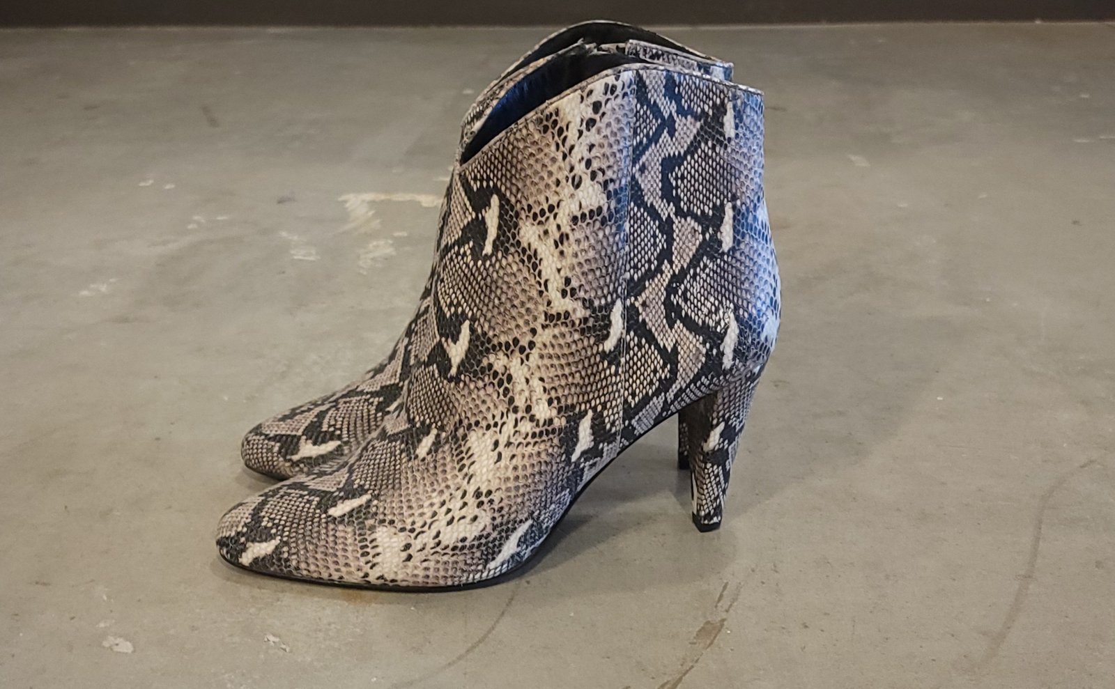 halogen snakeskin booties