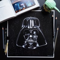 Image 1 of 1977 Star Wars Trilogy Darth Vader Helmet Fine Art Print