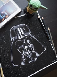 Image 5 of 1977 Star Wars Trilogy Darth Vader Helmet Fine Art Print