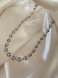Iced Evil Eye Necklace - Dark Blue (Hearts)