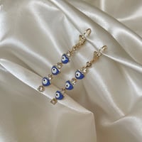 Iced Evil Eye Earrings - Dark Blue (Hearts)