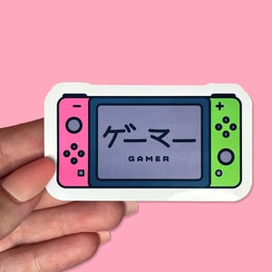 Image of Nintendo Switch Gamer Blue and Red or Pastel Green and Pink Controllers Waterproof Vinyl Stickers