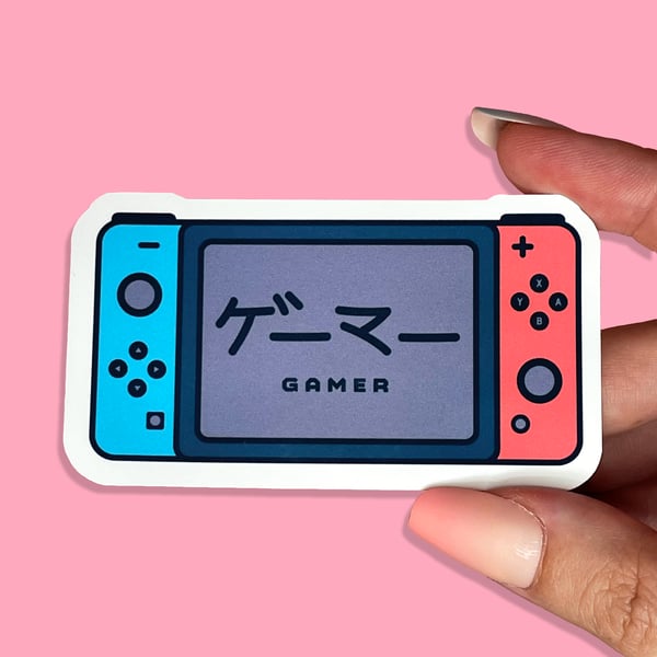 Image of Nintendo Switch Gamer Blue and Red or Pastel Green and Pink Controllers Waterproof Vinyl Stickers