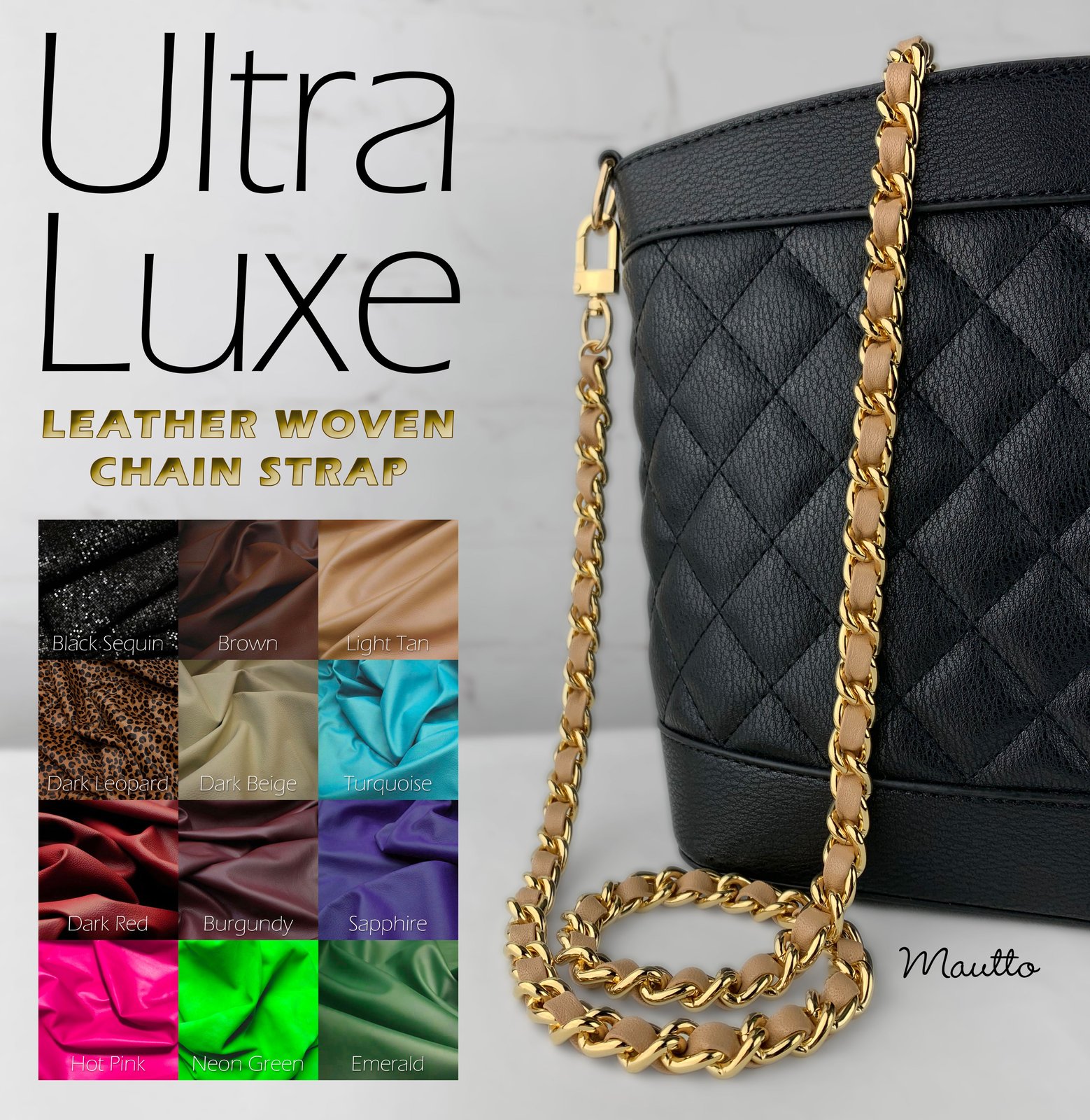 leather bag chain strap