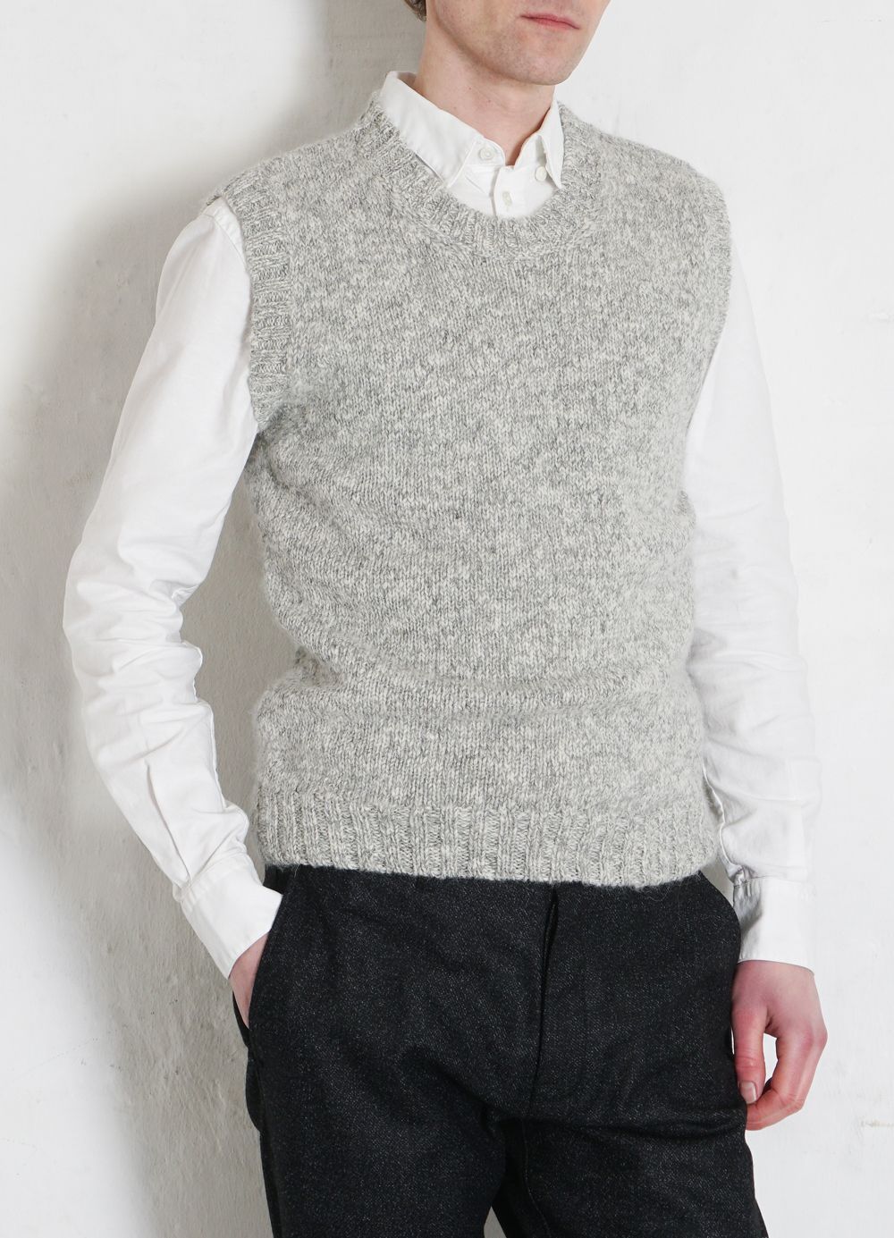 Hansen Garments MOGENS | Knitted Crew Neck Vest | smoke