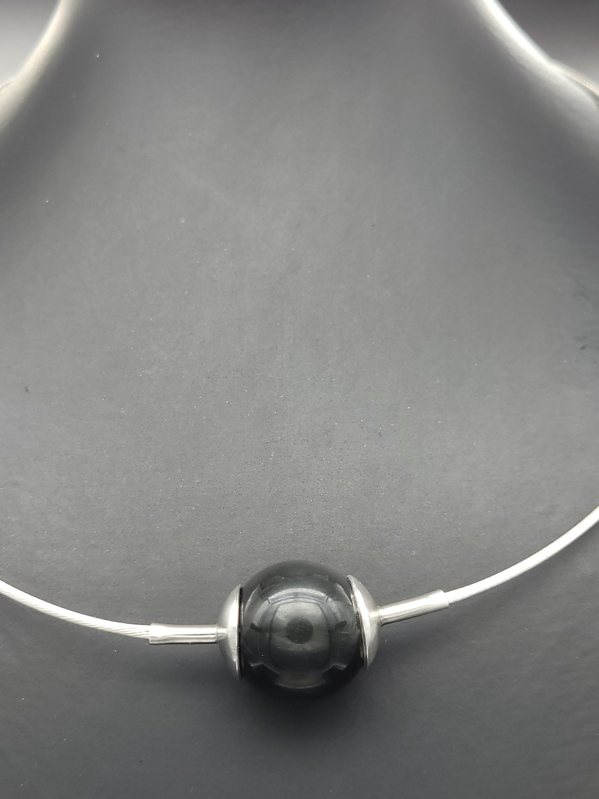 Image of Black Obsidian Ball Necklace