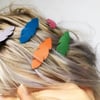 leather feather hair clip