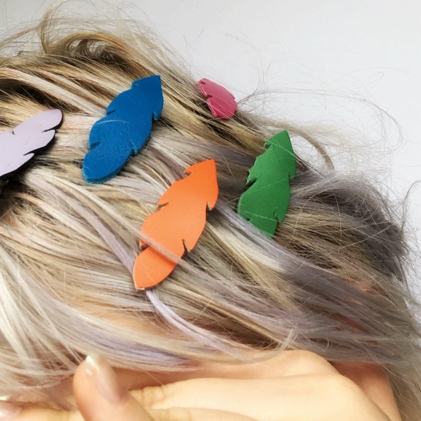 leather feather hair clip | artichoke design