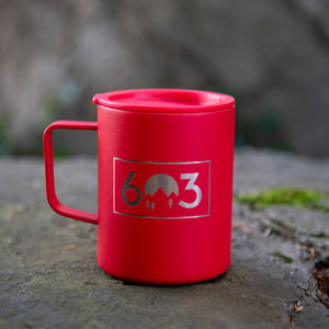 Image of 603 Box Logo Coffee Mug Insulated - Red Color