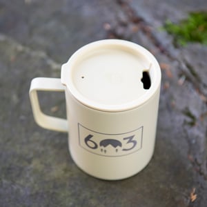 Image of 603 Box Logo Coffee Mug Insulated - Sand Color