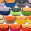 leather press stud purse