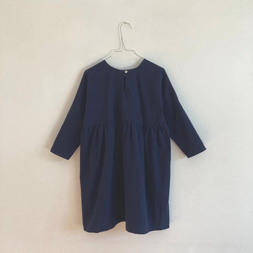 Rosa Dress- navy washed cotton