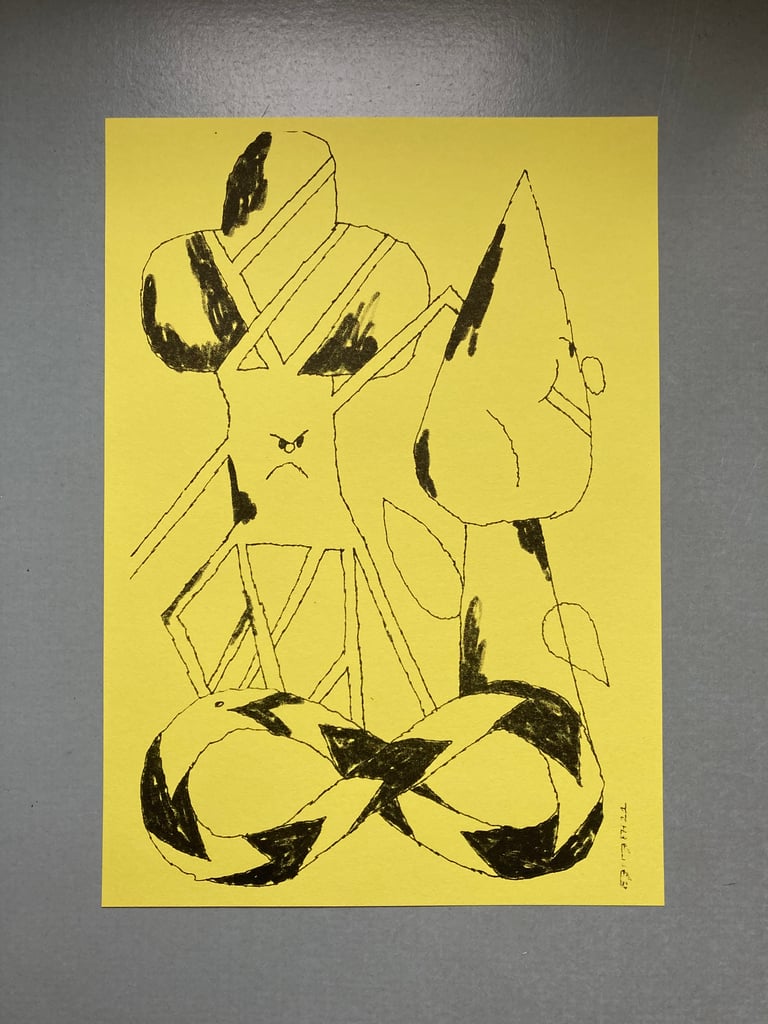 Riso prints on yellow paper Image 2
