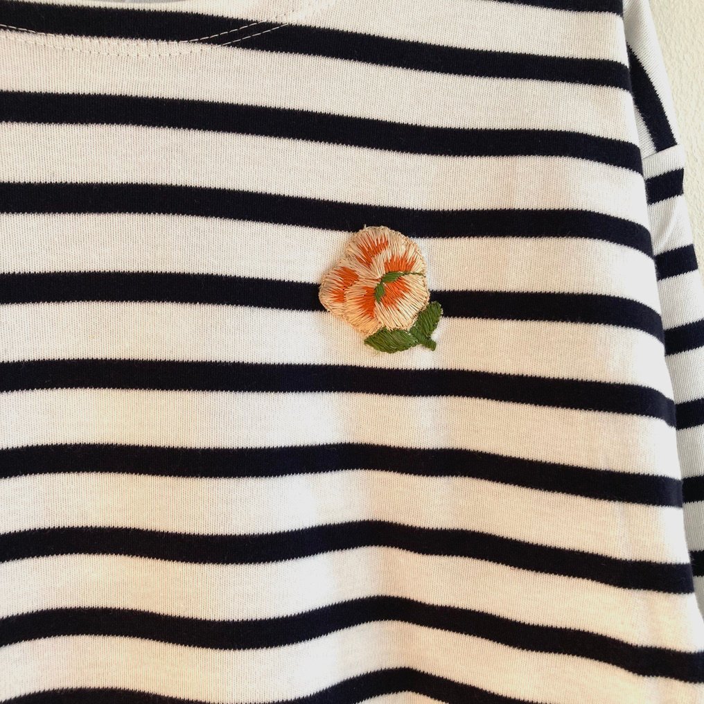 Breton Shirt with vintage flower