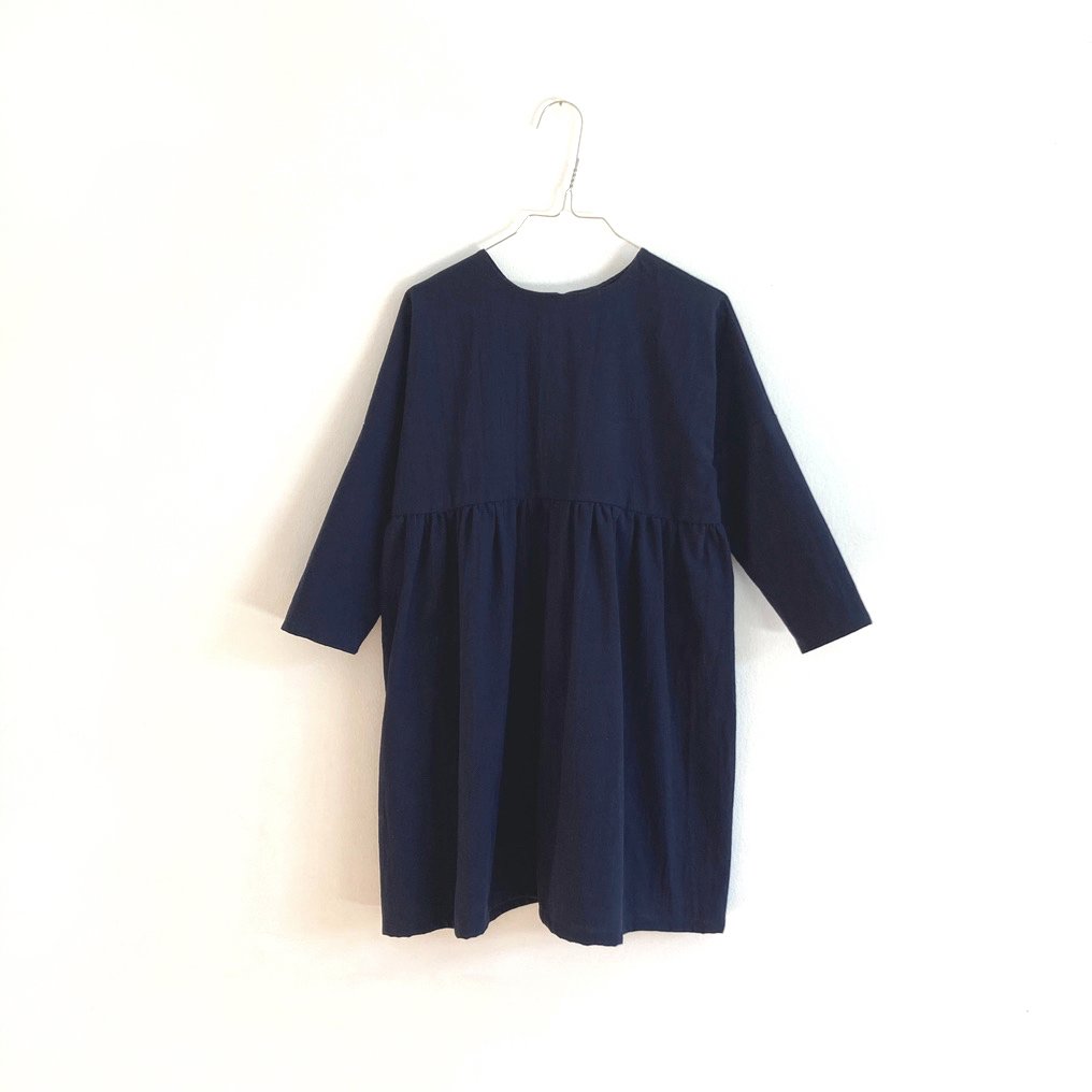 Rosa Dress- navy washed cotton
