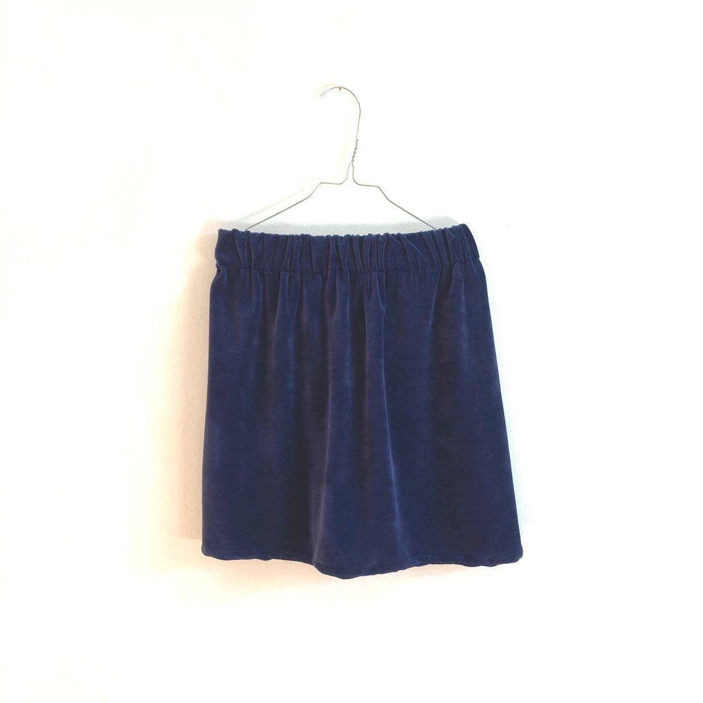 Velvet Mini Skirt-navy