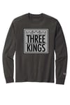 3 Kings "Box Logo" 3M/PuffPaint on Charcoal Grey Champion Long Sleeve