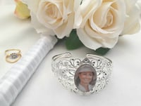 Image 1 of Personalised Bridal Photo Bangle Charm,Wedding Photo Charm,Memorial Bridal Charm