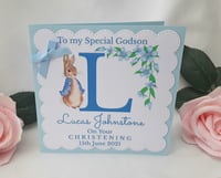 Image 1 of Personalised  Peter Rabbit Christening Card, Any relationship