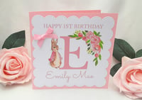 Image 1 of Personalised Flopsy Rabbit Birthday Card, Any age/relationship