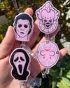 Horror Dudes Pastel Pink Resin Badge Reel - Pick Your Fave! 
