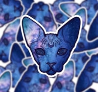 Image 1 of Galaxy Hairless Moon Cat Sticker