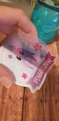 Image 4 of Pastel Kawaii Penguin Unicorn Globe Sticker