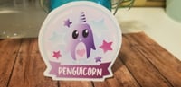 Image 2 of Pastel Kawaii Penguin Unicorn Globe Sticker