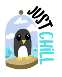 Ice Terrarium Penguin "Just Chill" Sticker