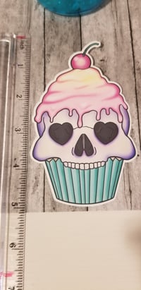 Image 4 of Pastel Skull Cupcake with Cherry Sticker