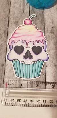 Image 5 of Pastel Skull Cupcake with Cherry Sticker