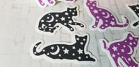 Image 3 of Black & Purple Celestial Star and Moon Cat Stickers (12 Pack)