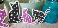 Image 5 of Black & Purple Celestial Star and Moon Cat Stickers (12 Pack)