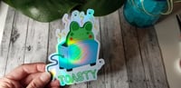 Image 3 of Holographic Quirky Frog Toast Sticker