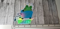 Image 4 of Holographic Quirky Frog Toast Sticker