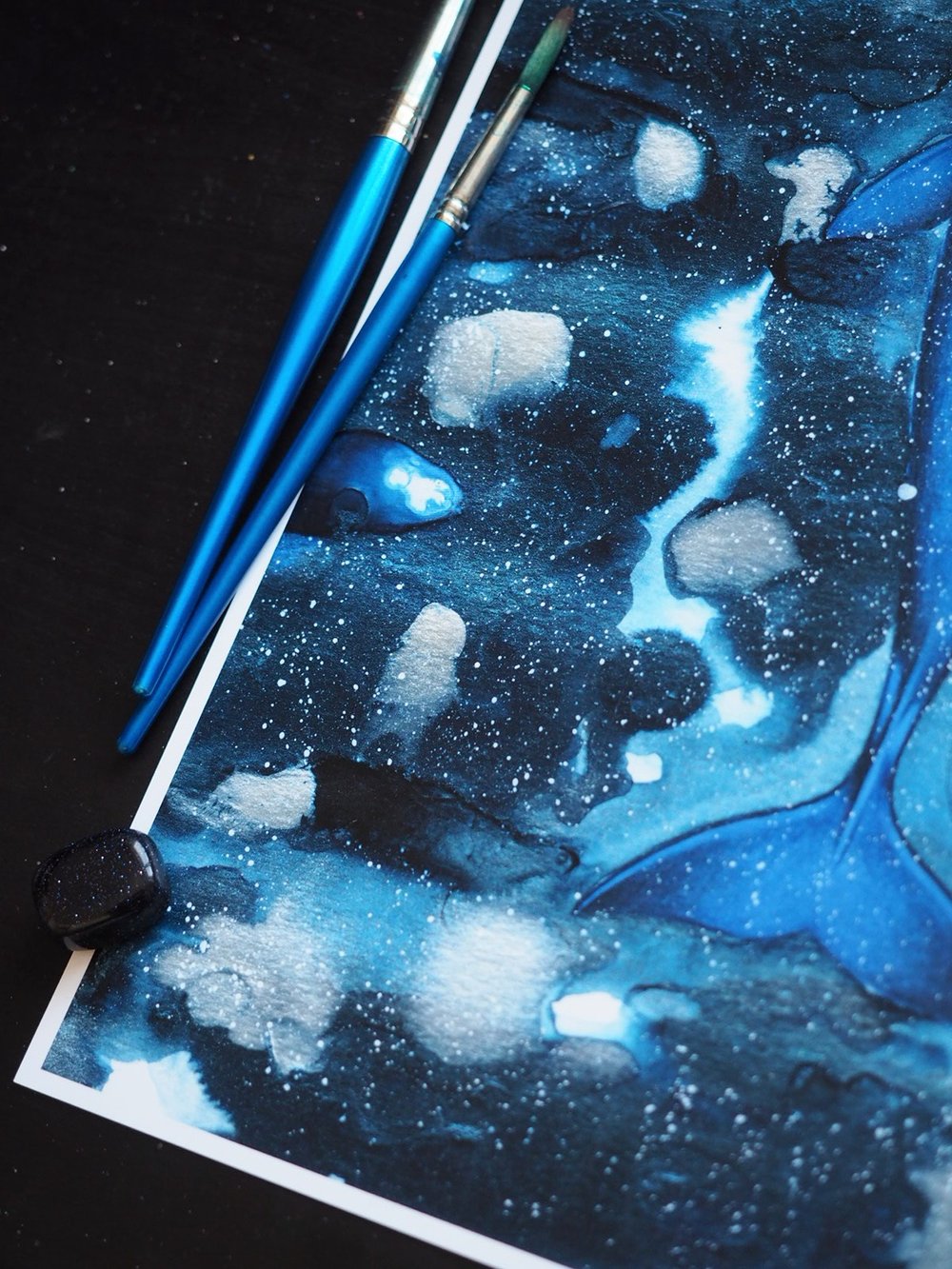 Frozen Worlds Bowhead Whale Acrylic Ink Fine Art Print