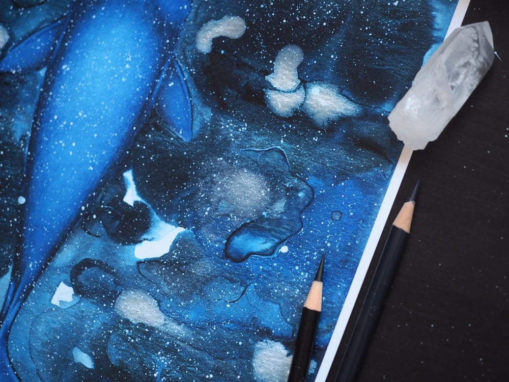 Frozen Worlds Bowhead Whale Acrylic Ink Fine Art Print