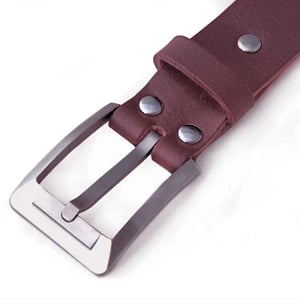 Image of Titanium Buckle 33mm | Handcrafted bridle leather strap | BROWN