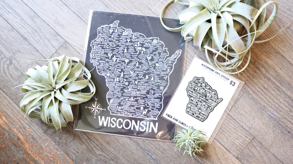 Image of Wisconsin Map Black & Wisconsin Map Sticker