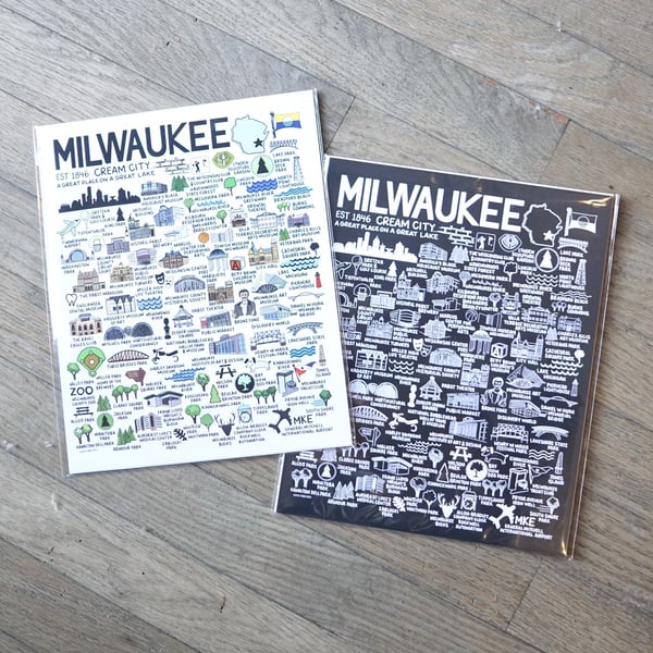 Image of Milwaukee Map Color & Black