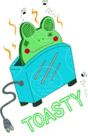 Holographic Quirky Frog Toast Sticker