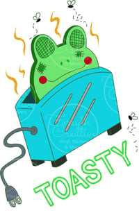 Image 2 of Holographic Quirky Frog Toast Sticker