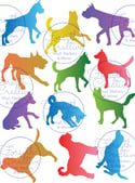 Colorful Gradient Dog Silhouette Stickers (12 Pack)