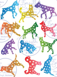 Image 5 of Celestial Starry Gradient Dog Silhouette Stickers (12 Pack)