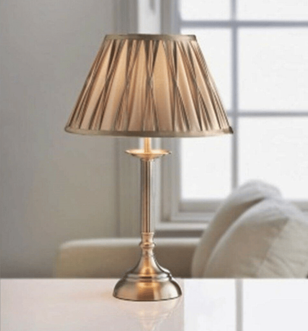 Image of Traditional Table Lamp And Shade Antique Brass Bedside Lamps