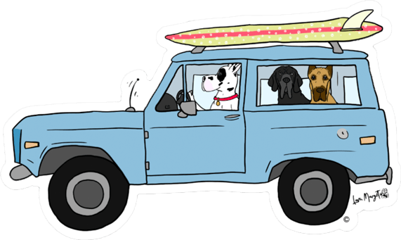 Great Danes in Bronco Die Cut Sticker 