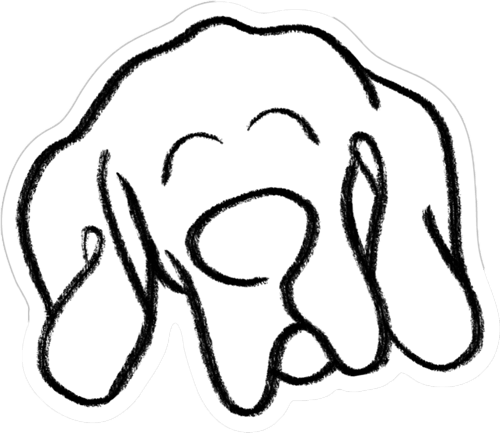 Floppy Eared Dog Doodle Sketch Die Cut Sticker 